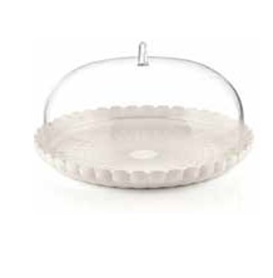 Immagine di SET TORTIERA CON CAMPANA CM.36 LINEA TIFFANY COLORE BIANCO LATTE