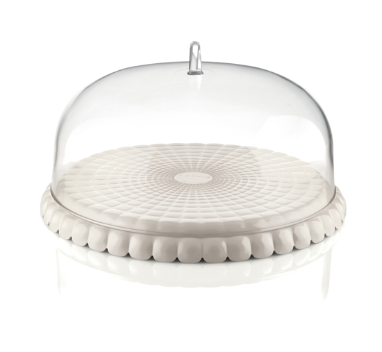 Immagine di SET TORTIERA CON CAMPANA CM.30 LINEA TIFFANY COLORE BIANCO LATT