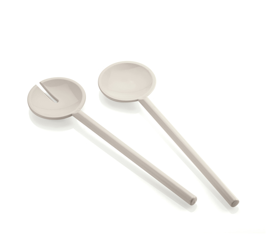 Immagine di COPPIA POSATA INSALATA LINEA TIFFANY COLORE BIANCO LATTE