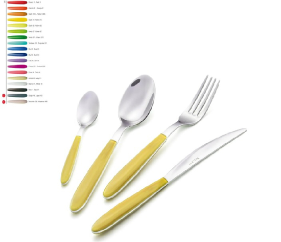 Immagine di SERVIZIO POSATE 24 PEZZI VERO COLORE GIALLO 13