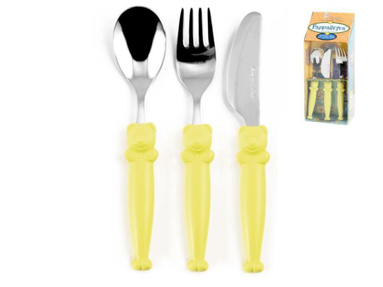 Immagine di POSATE BIMBO SET 3 PEZZI PAPPALLEGRA COLORE GIALLO 62