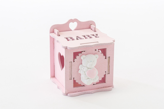 Immagine di SCATOLA LEGNO ORSETTO ROSA 48 PEZZI