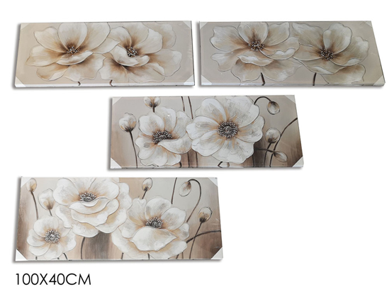Immagine di QUADRO STAMPA SU TELA ASSORTITI "FIORI" 100X40