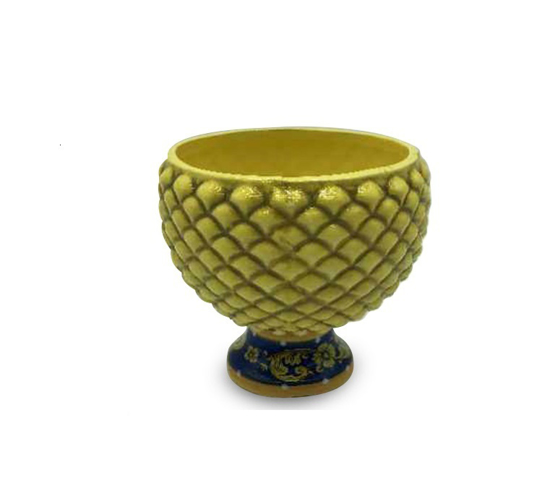 Immagine di ALZATA PIGNA CERAMICA COLORE GIALLO H 10 GIARDINI DI MARZO