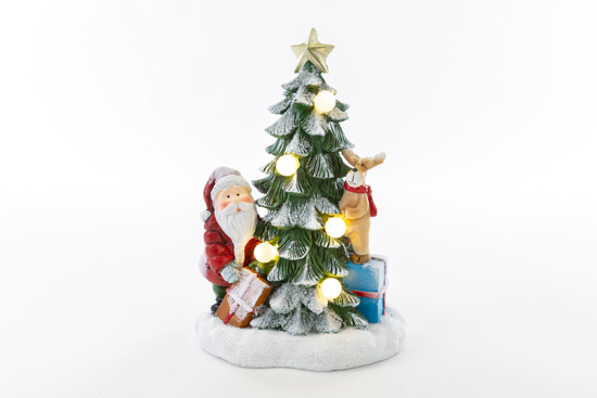 Immagine di BABBO NATALE ALBERO RESINA CON LED H 24.5