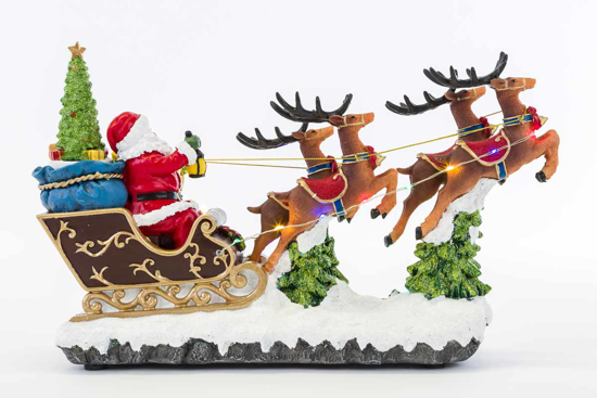 Immagine di SLITTA BABBO  NATALE CON MOVIMENTO LUCI E MUSICA H 22