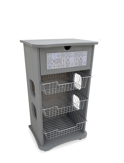 Immagine di CARRELLO DA CUCINA IN LEGNO LINEA DEA GRIGIO