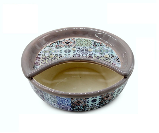 Immagine di CIOTOLA CON TAGLIERE IN CERAMICA DECORO DEA GRIGIO