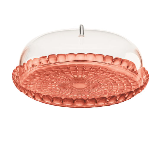 Immagine di SET TORTIERA CON CAMPANA CM.30 LINEA TIFFANY COLORE ROSSO TRASPARENTE