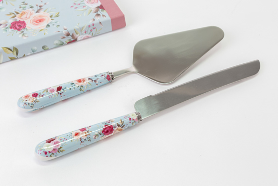 Immagine di SET 2 PEZZI TAGLIA TORTA 28 CM DECORO PINK & ROSE le stelle bombiere