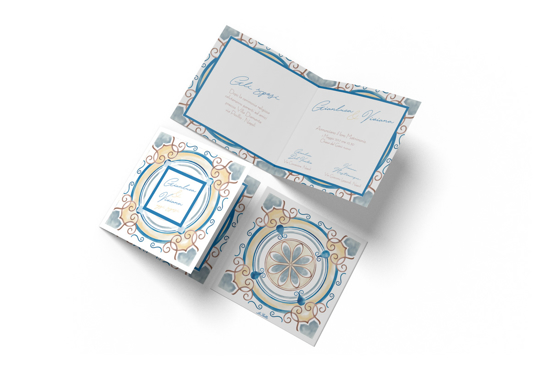 Immagine di PARTECIPAZIONE CONFEZIONE 10 PEZZI DECORO COSTIERA CON BUSTA 16X16