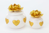 Immagine di SCATOLA CUORI ORO PORCELLANA H.7.5  LINEA GOLDEN HEARTS