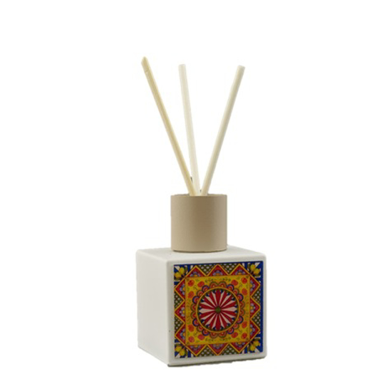 Immagine di PROFUMATORE 50 ML IN VETRO DECORO MAIOLICHE GIALLO