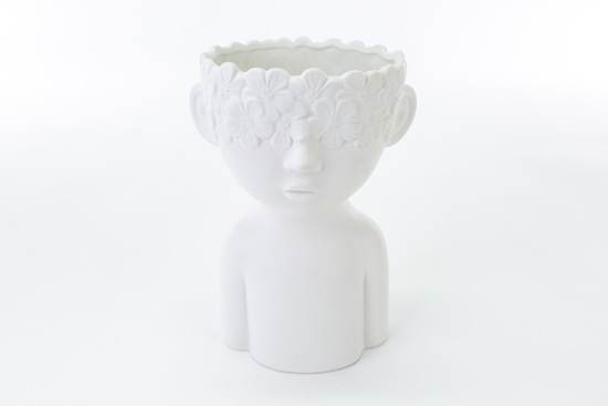 Immagine di VASO BUSTO BOY PORCELLANA BIANCA H 28 DECORO FIGLI DEI FIORI