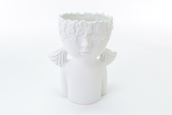 Immagine di VASO BUSTO GIRL PORCELLANA BIANCA H 28 DECORO FIGLI DEI FIORI