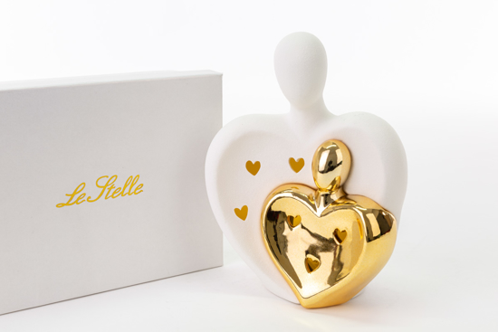 Immagine di COPPIA SPOSI PORCELLANA ORO CON LED H 18 LINEA GOLDEN TOUCH