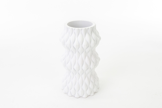 Immagine di VASO RESINA BIANCO H.20 LINEA ONDE BIANCHE