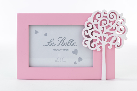 Immagine di PORTAFOTO RESINA COLORE ROSA 15X10 DECORO ALBERO DELLA VITA