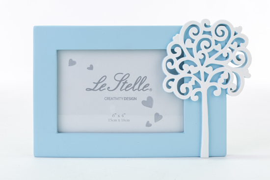 Immagine di PORTAFOTO IN RESINA COLORE CELESTE 15X10 DECORO ALBERO DELLA VITA