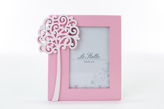 Immagine di PORTAFOTO IN RESINA COLORE ROSA 10X15 DECORO ALBERO DELLA VITA
