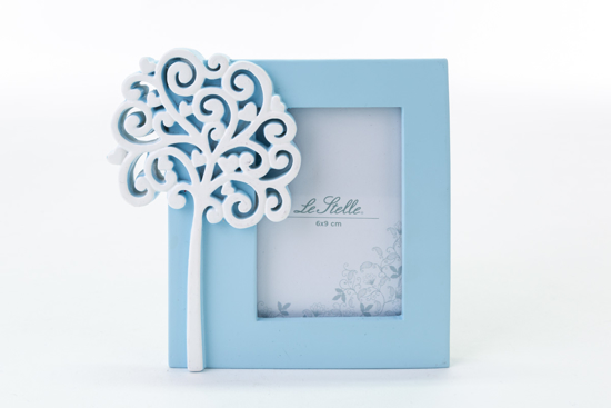 Immagine di PORTAFOTO IN RESINA CELESTE 6X9 DECORO ALBERO DELLA VITA