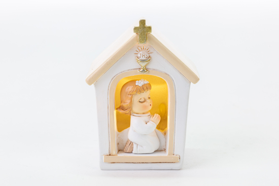 Immagine di BIMBA CHIESA CON LED COMUNIONE H 8