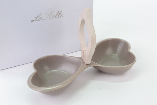 Immagine di ANTIPASTIERA PORCELLANA CUORE COLORE GRIGIO H.17