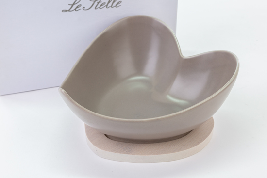 Immagine di CIOTOLINA PORCELLANA CUORE COLORE GRIGIO H.9