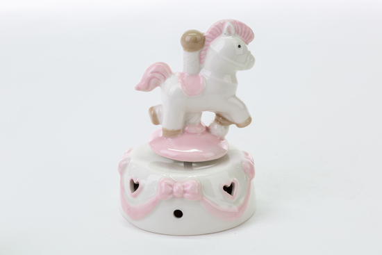 Immagine di CAVALLUCCIO CARILLON PORCELLANA ROSA H 13