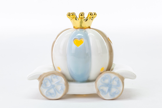Immagine di CARROZZA PORCELLANA COLORE CELESTE CON LED H 10
