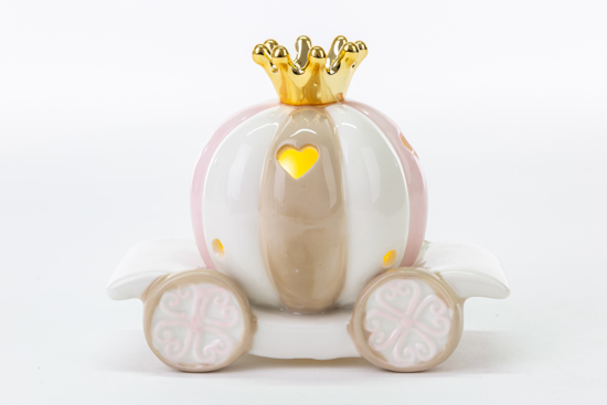 Immagine di CARROZZA PORCELLANA COLORE ROSA CON LED H 10