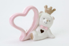 Immagine di ORSETTO CUORE PORCELLANA COLORE ROSA H 8