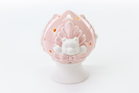 Immagine di POMO ORSETTO PORCELLANA CON LED COLORE ROSA H 13