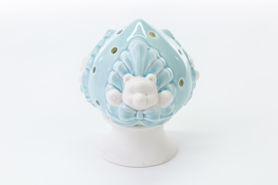 Immagine di POMO ORSETTO PORCELLANA CON LED COLORE CELESTE H 13