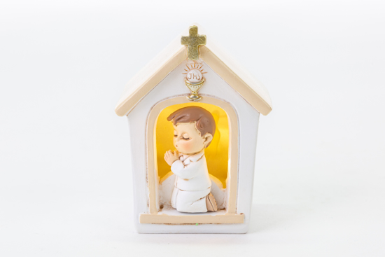 Immagine di BIMBO COMUNIONE CHIESA RESINA CON LED H 8