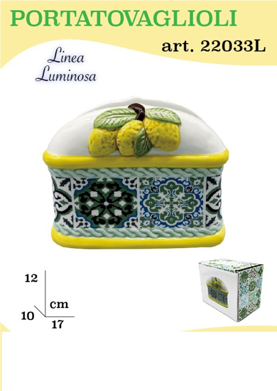 Immagine di PORTATOVAGLIOLI CERAMICA DECORO LIMONI LINEA LUMINOSA