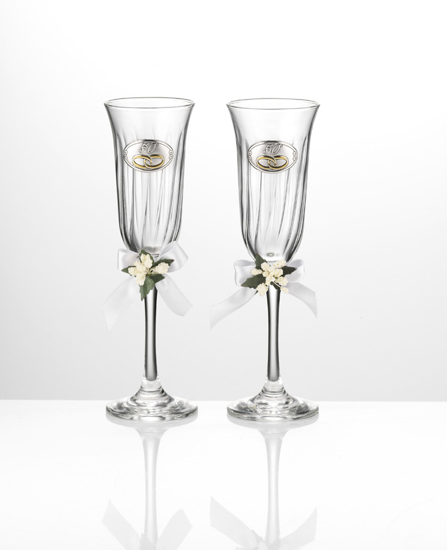 Immagine di COPPIA CALICE FLUTES CRISTALLO VALENTI & CO 50°H.22