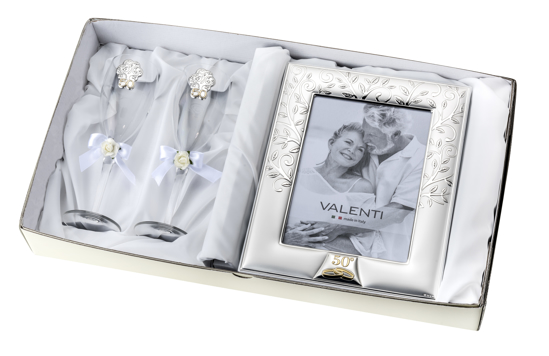 Immagine di COPPIA FLUTES+CORNICE VALENTI & CO ANNIVERSARIO 50°