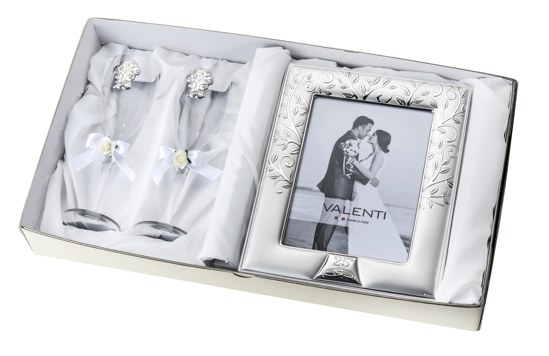 Immagine di COPPIA FLUTES+CORNICE VALENTI & CO ANNIVERSARIO 25°