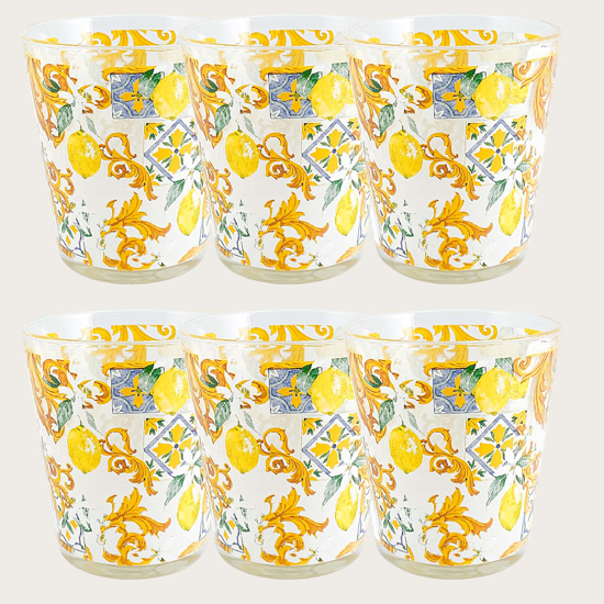 Immagine di BICCHIERI IN VETRO CONFEZIONE 6 PEZZI DECORO LEMON