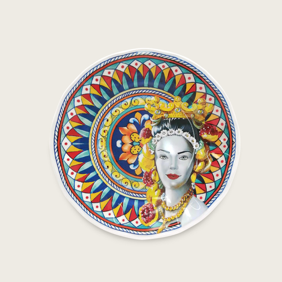 Immagine di VASSOIO ROTONDO CM 41 IN MELAMINA DECORO CALTAGIRONE