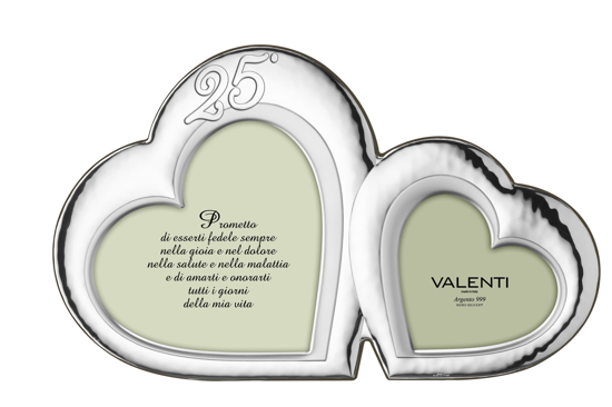 Immagine di CORNICE CUORE 25°DOPPIO ARGENTO VALENTI & CO