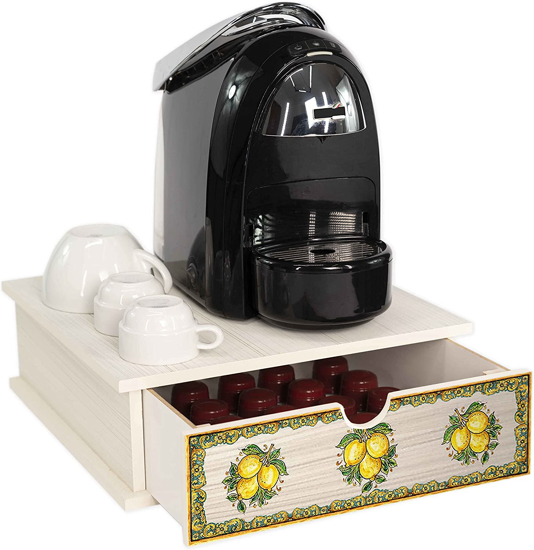 Immagine di Contenitore Porta Capsule e Cialde caffè Cassetto ORGANIZER Shabby LIMONI DI SICILIA