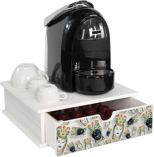 Immagine di Contenitore Porta Capsule e Cialde caffè Cassetto ORGANIZER White MORI SICILIANI