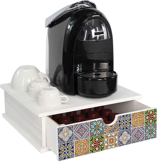 Contenitore Porta Capsule e Cialde caffè Cassetto ORGANIZER White TILES