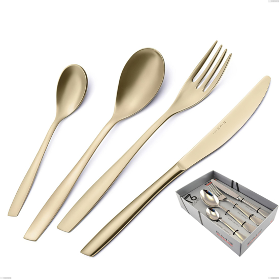 Immagine di SERVIZIO POSATE ELEVEN SABBIATO 24PZ CHAMPAGNE EME