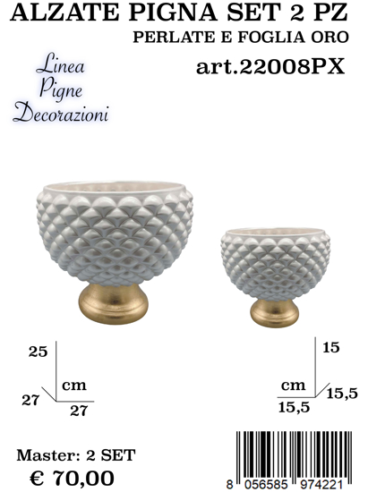 Immagine di ALZATA PIGNA SET 2 PEZZI PERLATE CM 25 CM15 GIARDINI DI MARZO