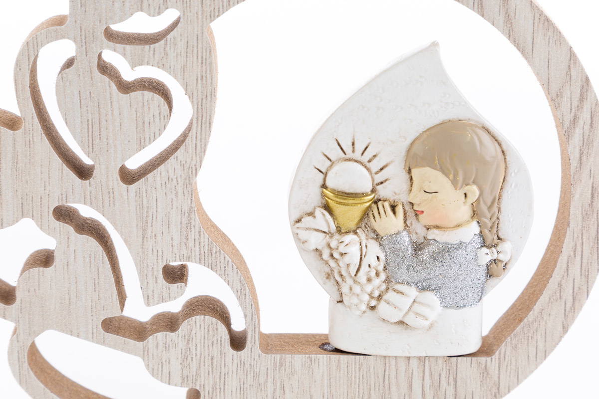 Casa e Regalo. Bimba prima comunione legno/resina LE STELLE BOMBONIERE