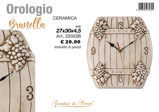 Immagine di OROLOGI DA PARETE CERAMICA DECORO BOTTE GIARDINI DI MARZO