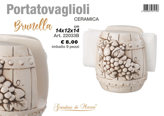 Immagine di PORTA TOVAGLIOLI  CERAMICA  DECORO BOTTE  GIARDINI DI MARZO